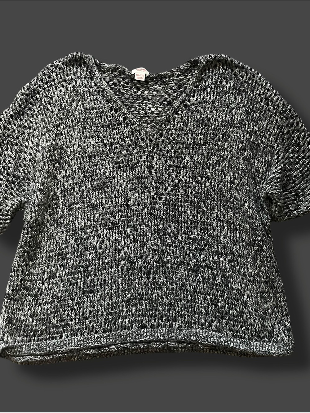 💥6/$35💥
 Mossimo Black & White Marled Open Knit Sweater Size 2X Y2K Boho